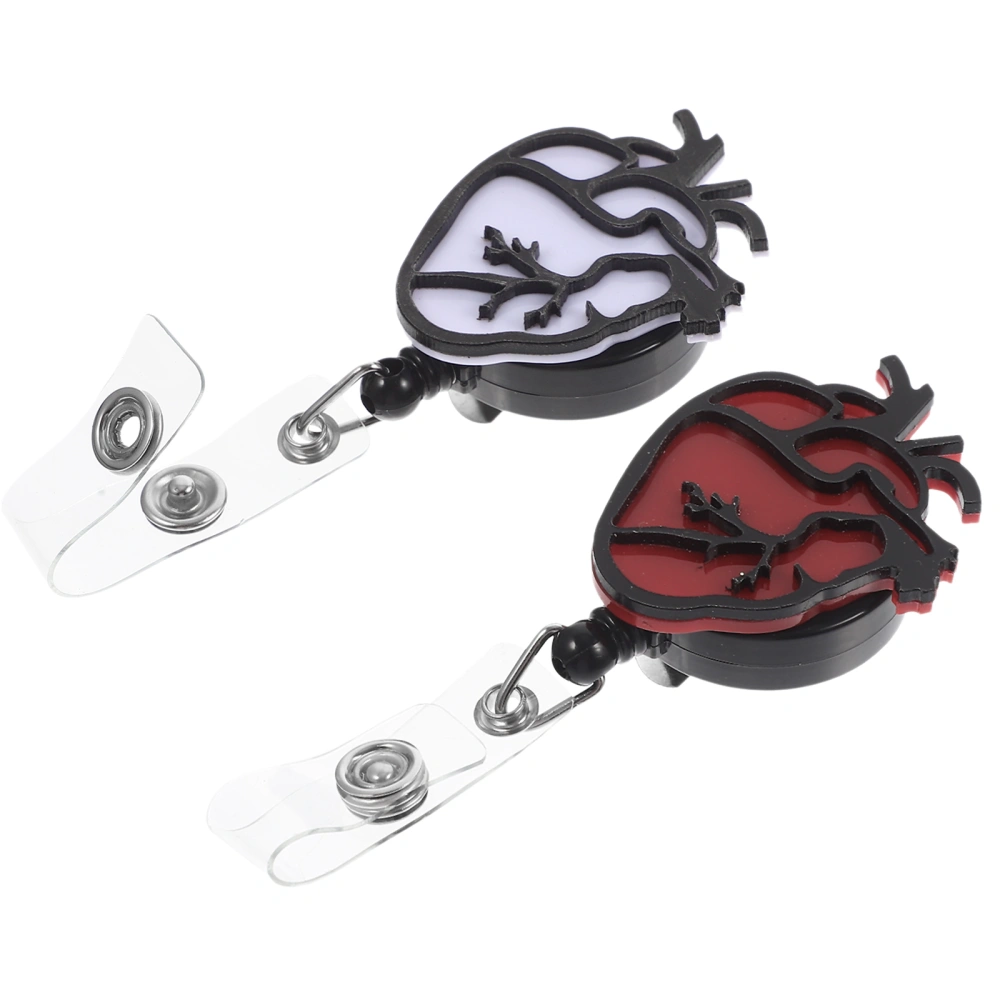 2Pcs Badge Holders Retractable Nurse Badge Reels Heart-shaped Badge Holders Plastic Badge Reels