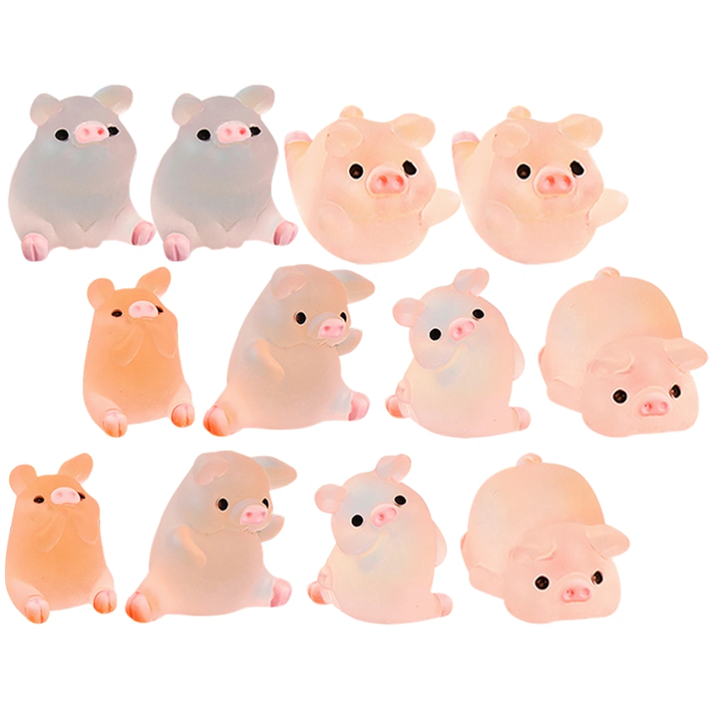 12Pcs Resin Pig Charms Resin Pig Decorations Miniature Pig Statue DIY Pig Charms