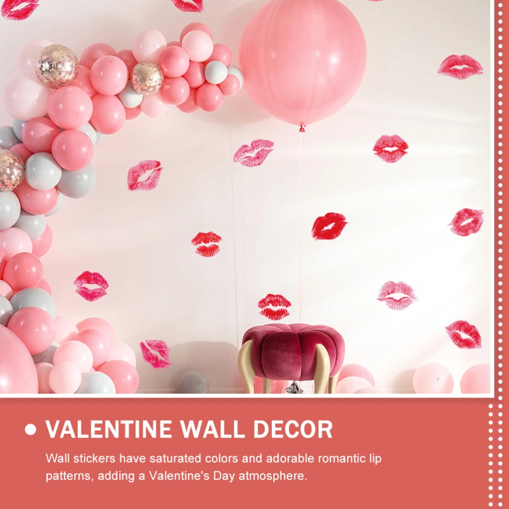 2 Sheets of Valentines Day Themed Wall Sticker DIY Romantic Lip Shape Decal Home Backdrop Decor