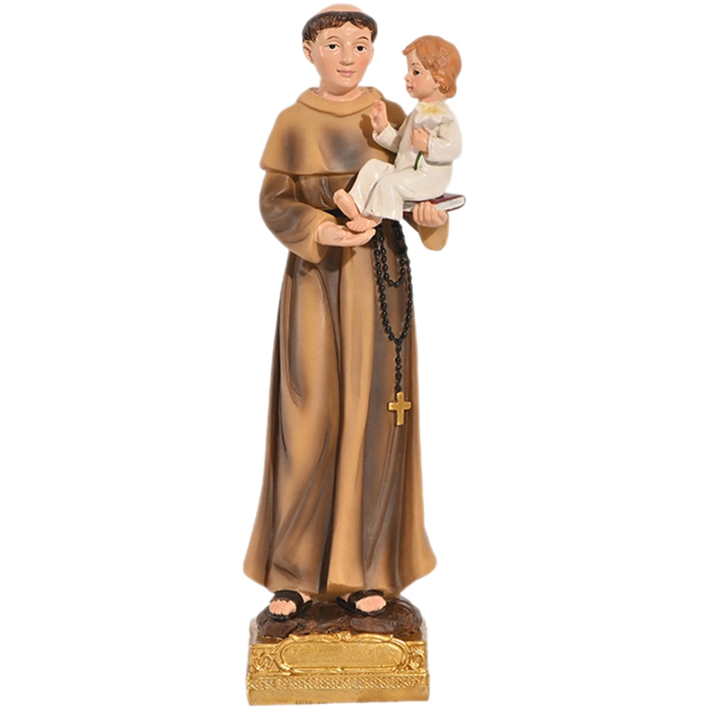 St. Anthony Statue Desktop Religious Adornment Church Figure Ornament Resin Craft