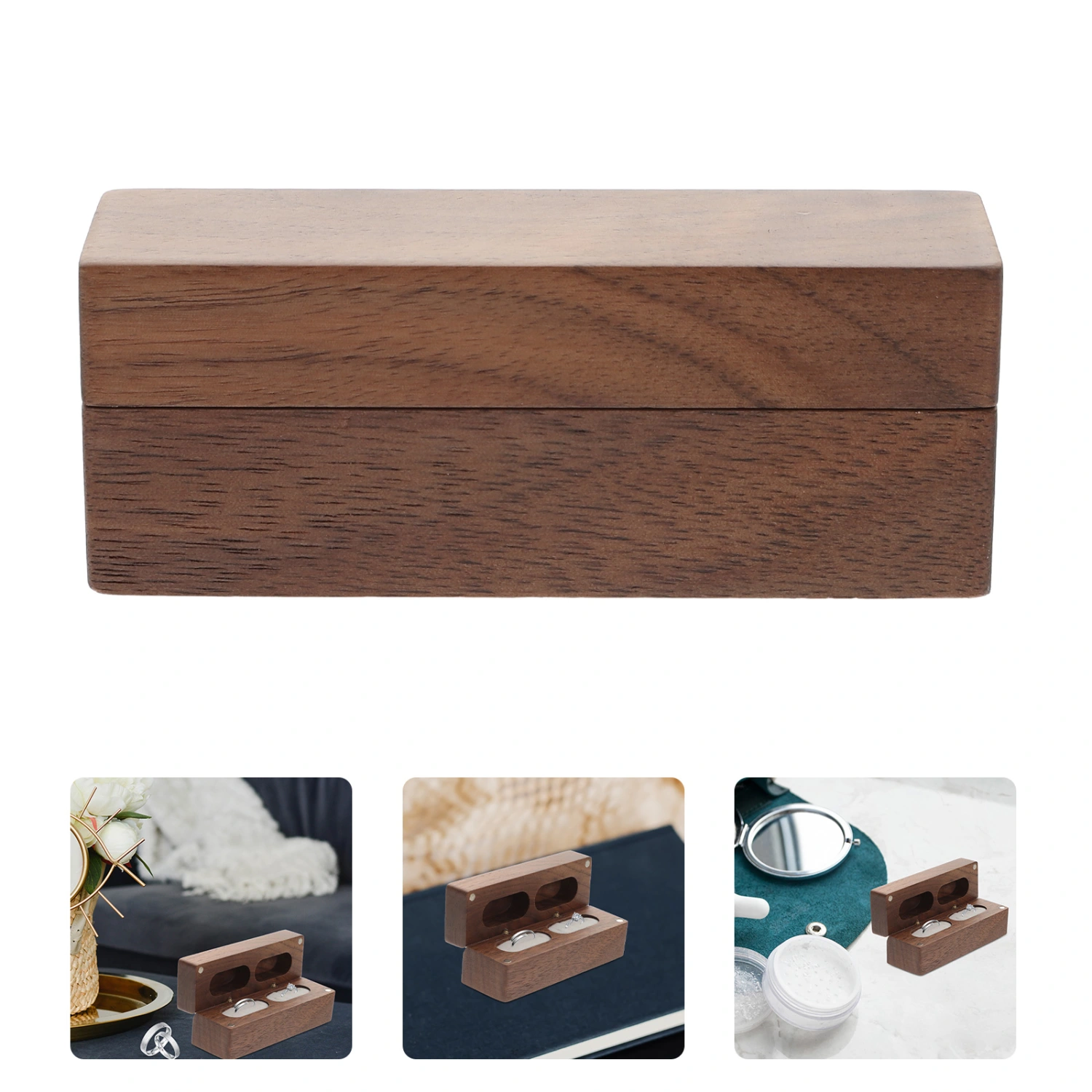 Wooden Wedding Ring Box Ring Holder Case Engagement Ring Box Jewelry Box for Ceremony