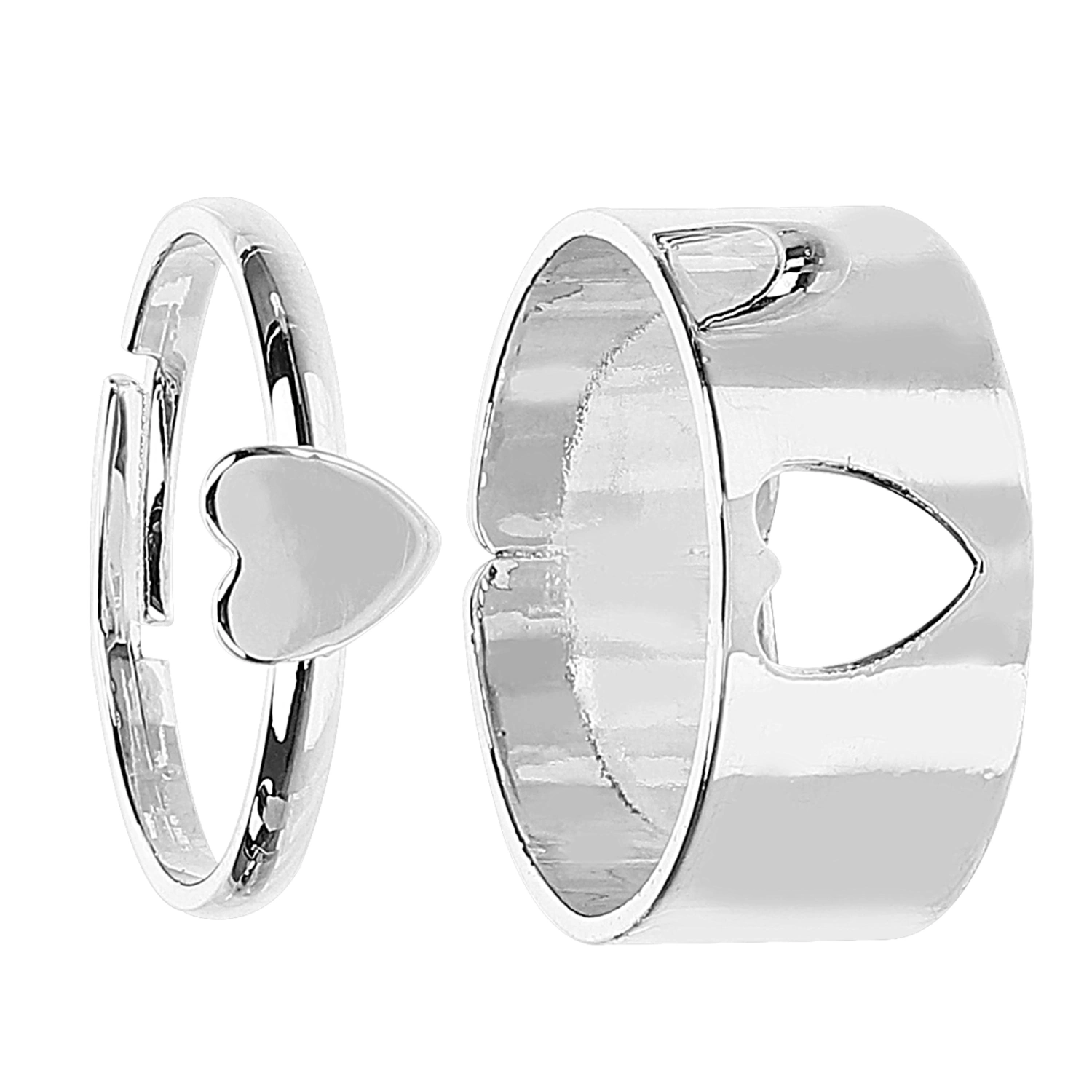 1 Pair Heart Rings Couple Rings Adjustable Open Ring Statement Finger Ring