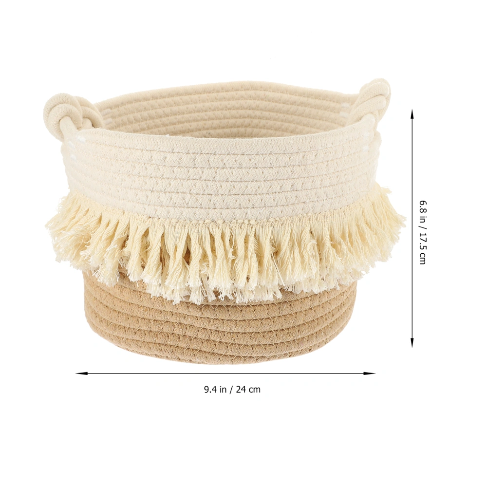 Household Cotton Rope Woven Basket Multi-functional Laundry Basket Macrame Woven Basket Home Supply