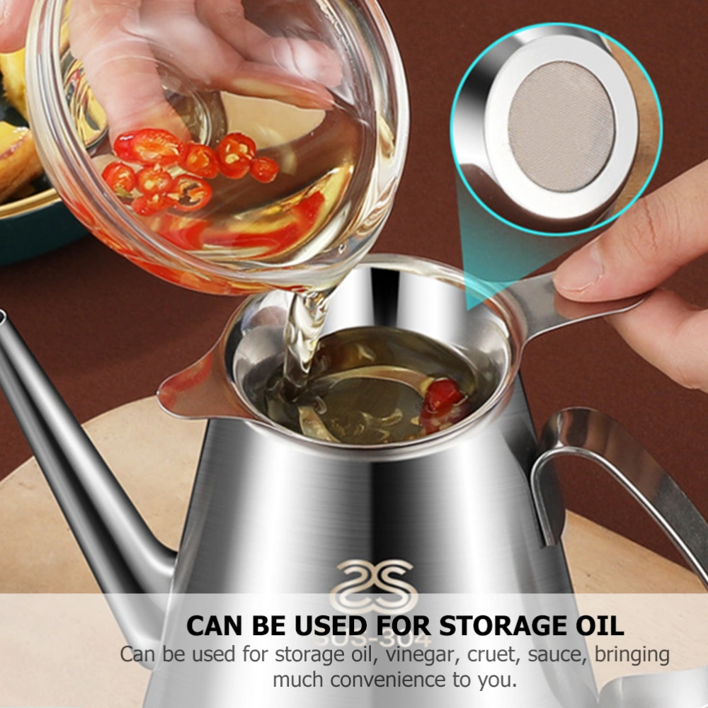 Oil Dispenser Stainless Steel Oil Bottle Sauce Bottle Oil Vinegar Bottle with Handle Filter