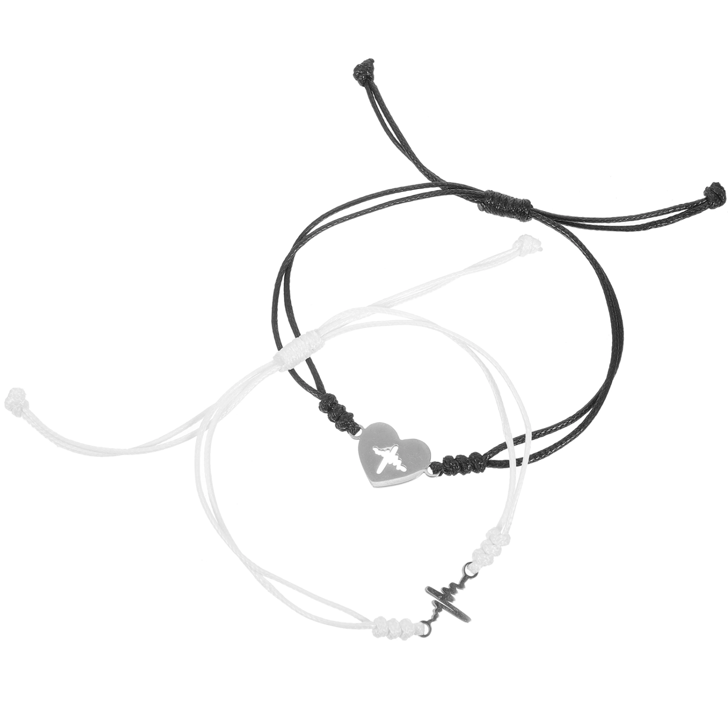 2 pcs Braided Rope Charm Bracelet Woven Rope Charm Bracelet Adjustable Bracelets