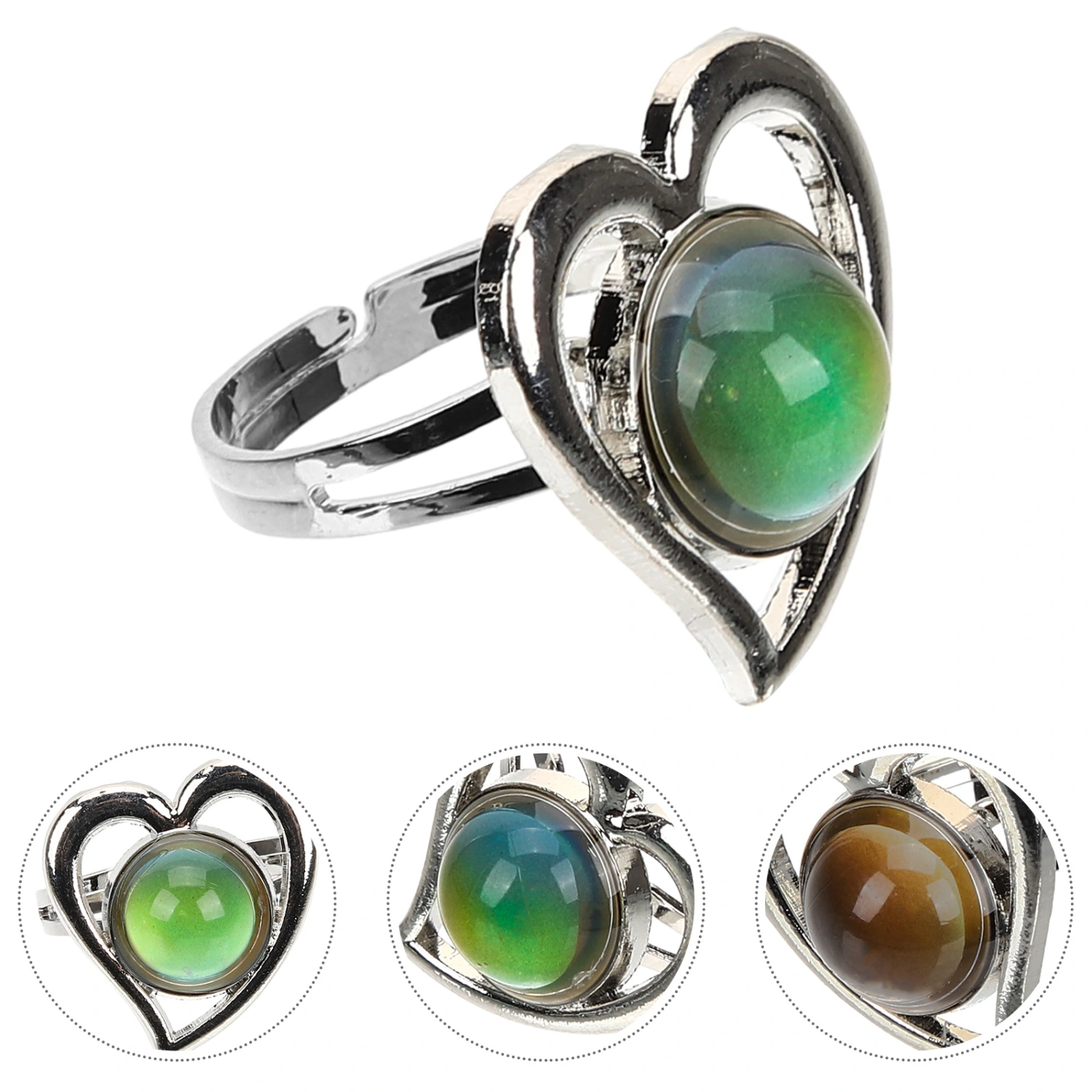 Peach Heart Ring Color Change Mood Ring Finger Decor Costume Ring for Women