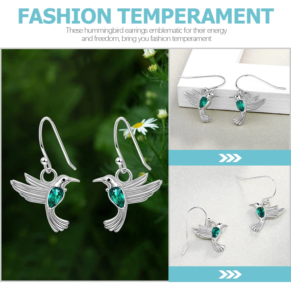 1 Pair Flying Hummingbird Earrings Fashion Earrings Dangle Drop Ear Jewelry Gifts
