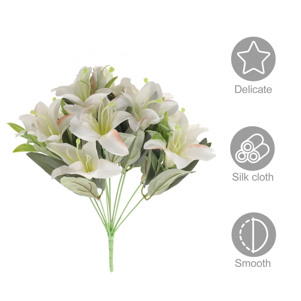 Artificial Lily Flower Bouquet Faux Simulation Lily Bouquet Home Office Decoration