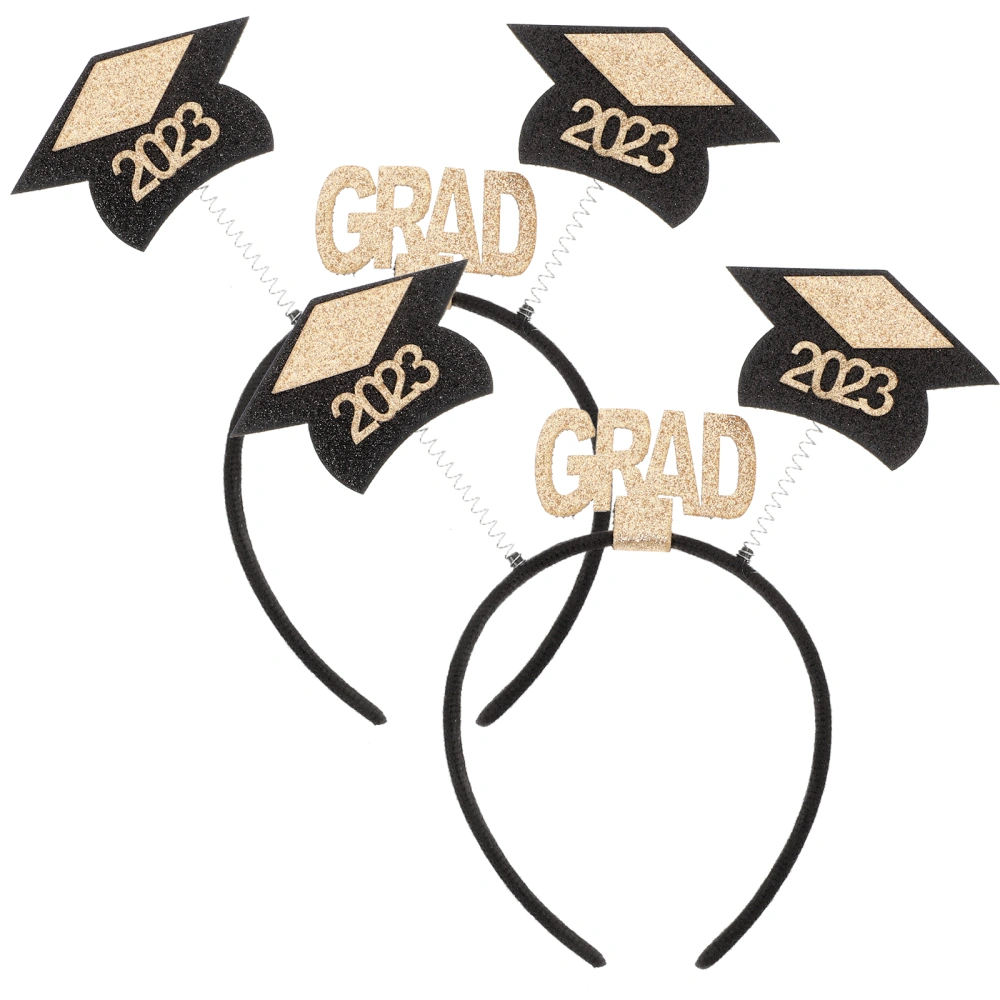 2pcs Graduation Headband Bachelor Cap Hair Hoop Graduation Dress Up Hairband Party Decoration