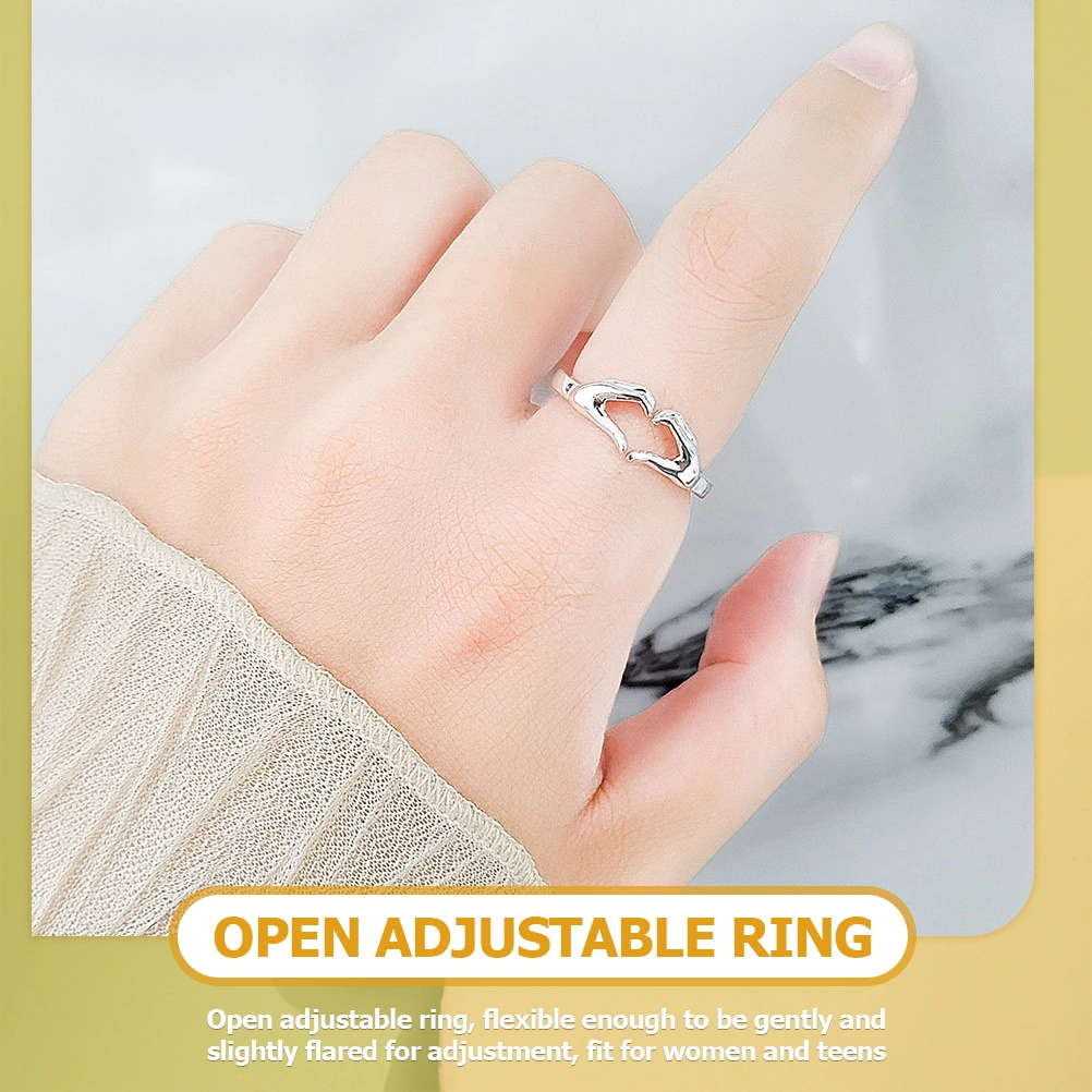 Open Finger Ring Heart Hug Ring Couple Hug Ring Wedding Band Engagement Jewelry