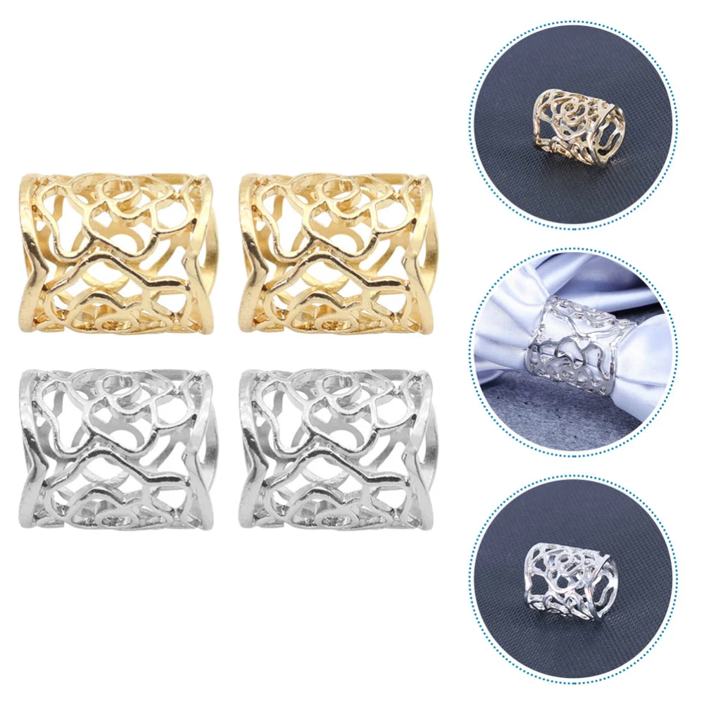 4Pcs Fashion Scarf Ring Buckle Silk Scarf Clasp Clips Clothing Wrap Holder Clothing Decoration