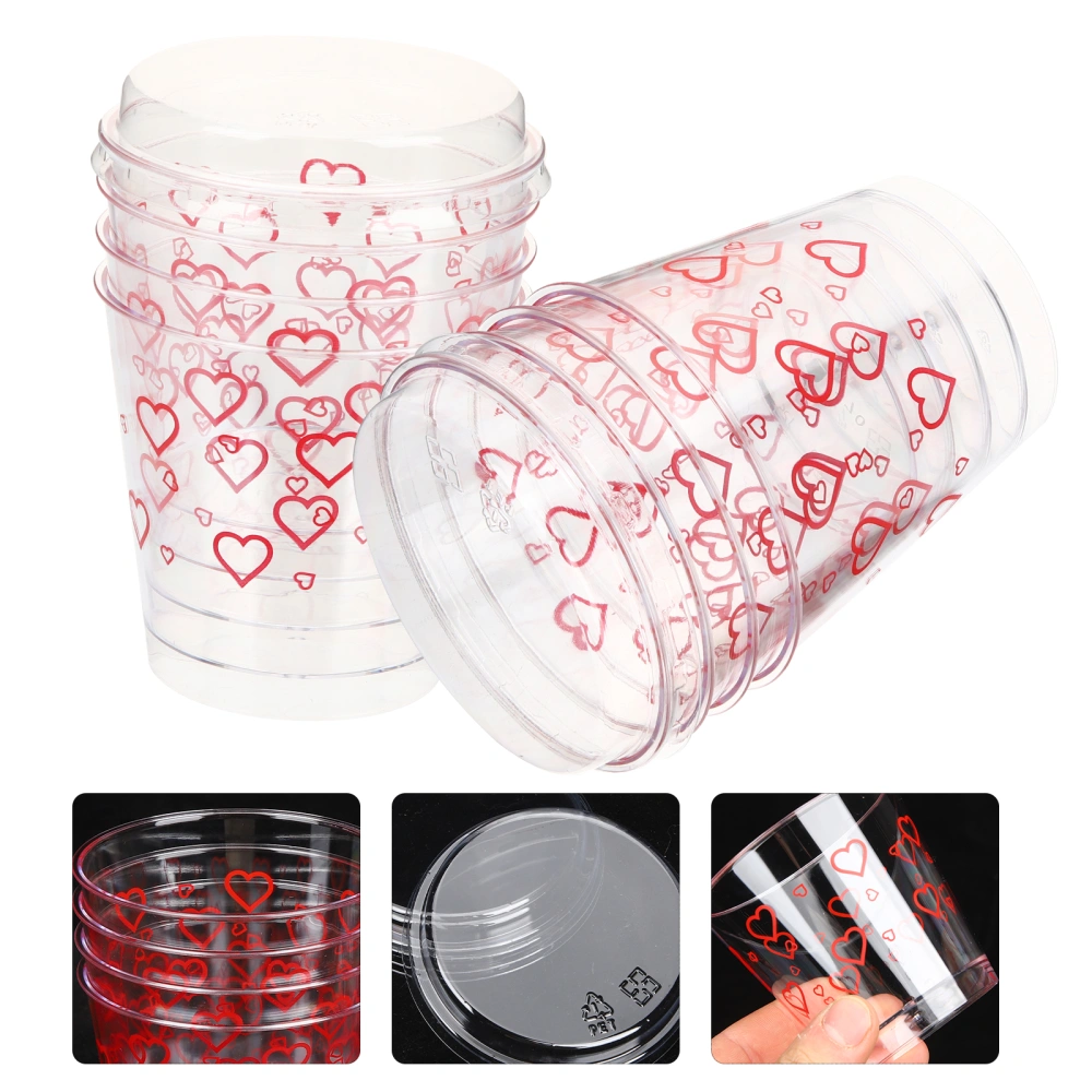 12 Sets Dessert Cups Ice Cream Cups Valentine Party Food Serving Cups with Lids(170ml)