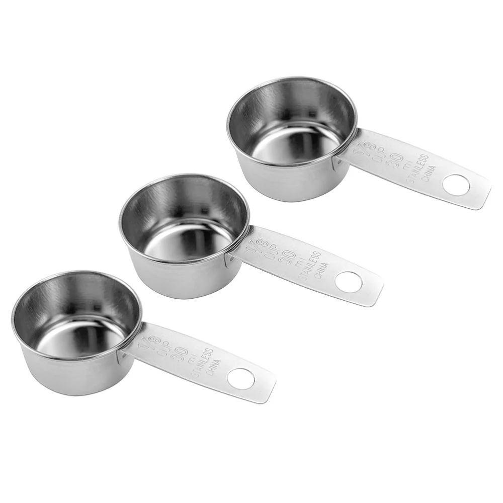 3Pcs Sauce Dipping Cup Steak Sauce Cup Stainless Steel Measuring Spoon Handle Design Saucepan