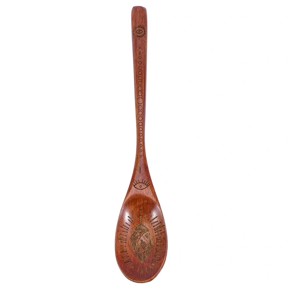 Creative Wood Carving Pattern Spoon Ornamental Household Scoop Multi-use Food Serving Spoon