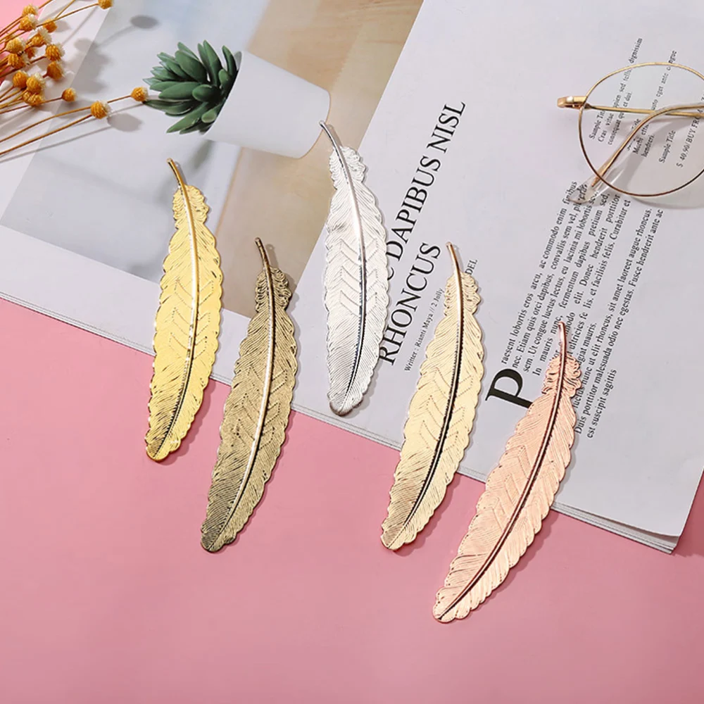 4pcs Decorative Reading Bookmarks Plumage Shaped Page-marker for Students Teachers