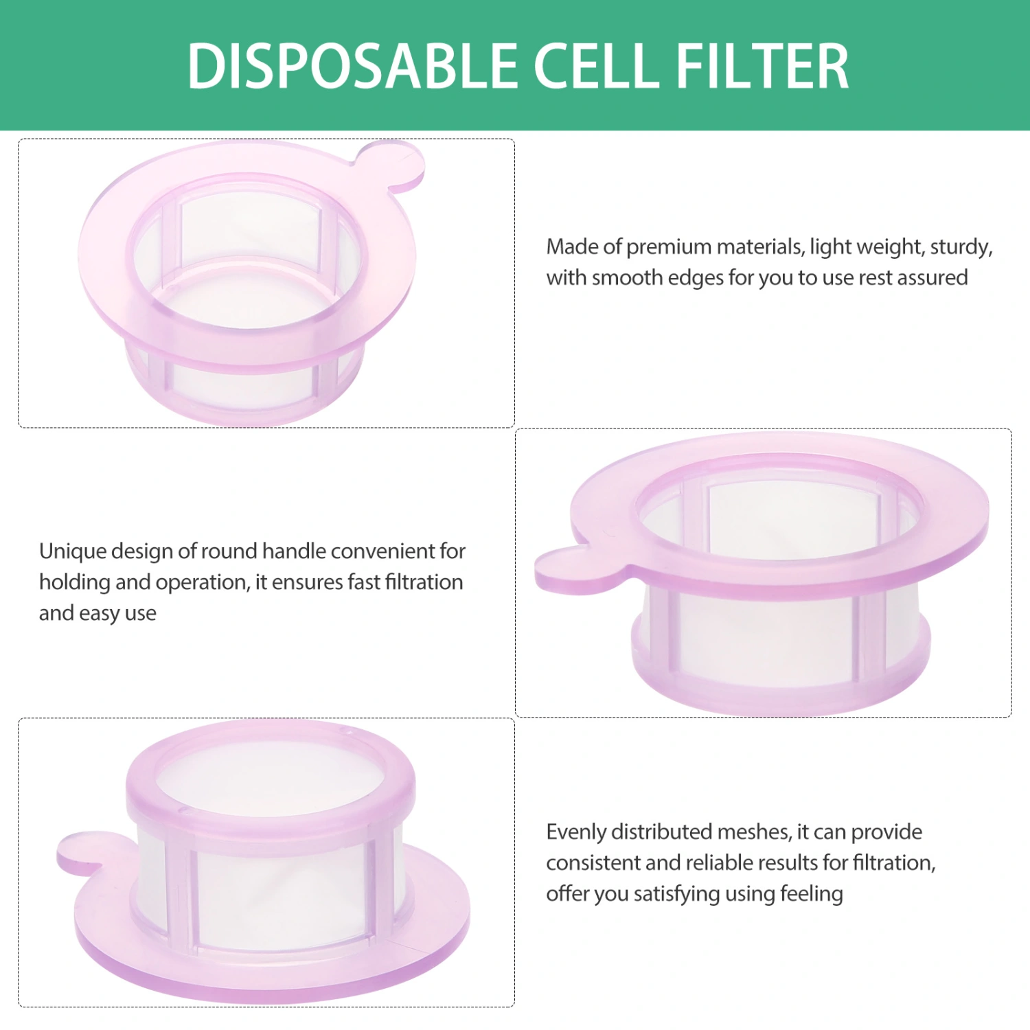 2pcs Cell Strainers Disposable Cell Filters Laboratory Experiment Test Cell Sieve(40μm)