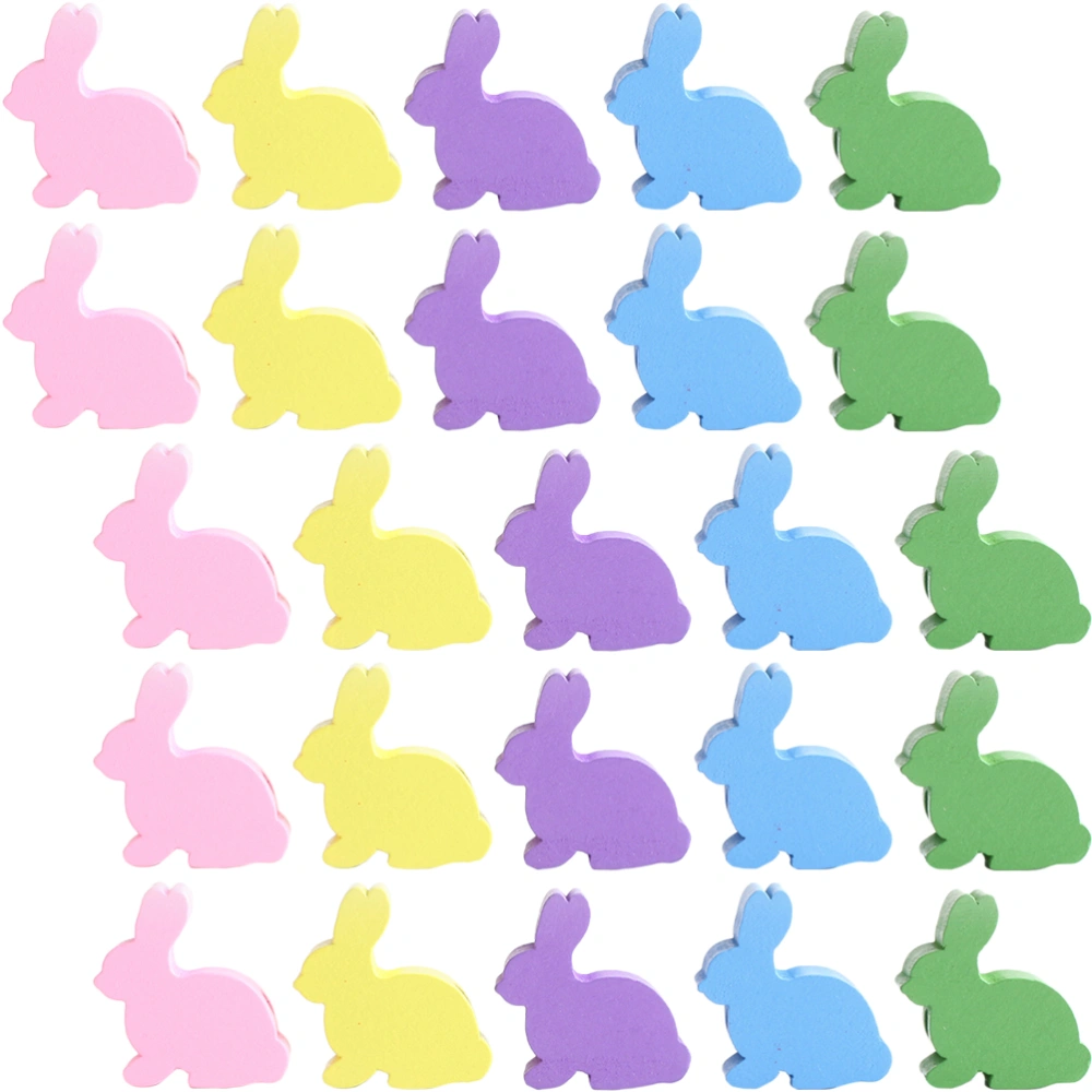 50Pcs Easter Wood Beads Lovely Rabbits Beads Easter Loose Spacer Beads DIY Holiday Decor