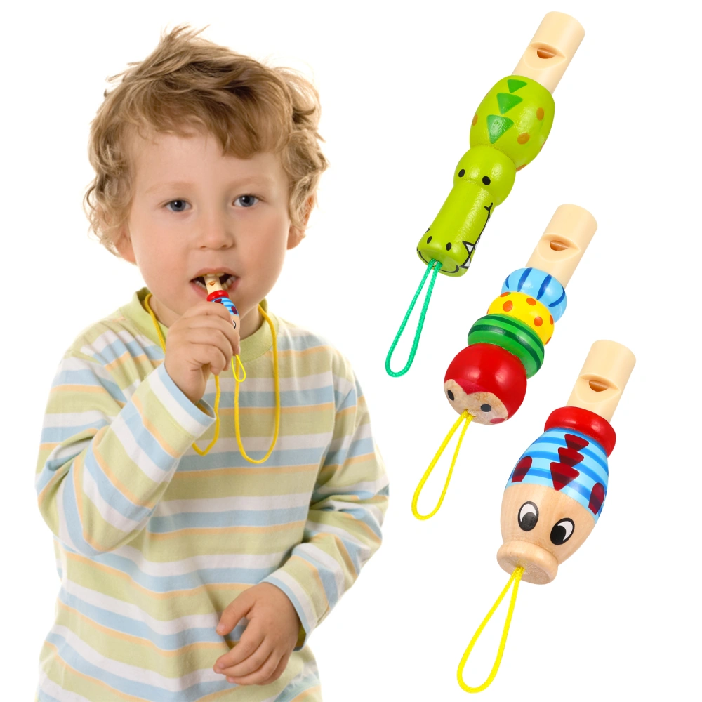 3 Pcs Wood Animal Whistles Toys Toddler Kids Educational Toys Musical Toys Birthday Gift