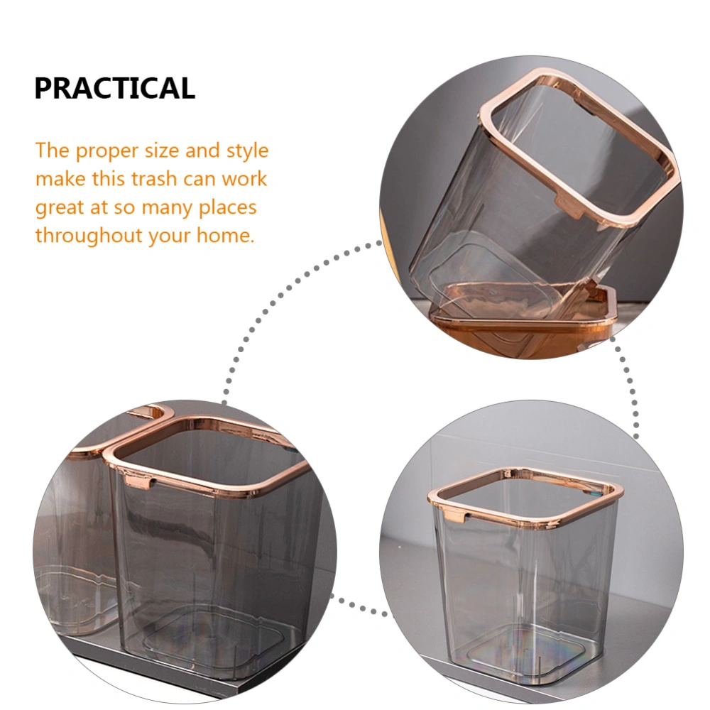 Household Trash Can Portable Trash Container Clear Garbage Bucket Wastepaper Basket