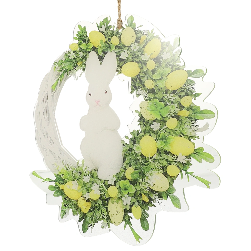 Easter Rabbit Hanging Wreath Artificial Plants Wreath Greenery Wreath Pendant for Porch