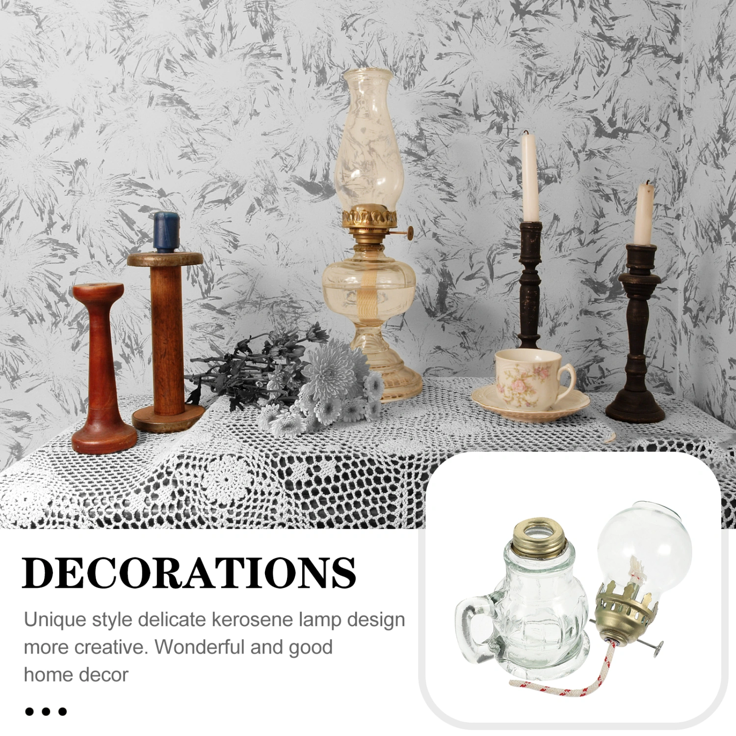 Retro Kerosene Glass Kerosene Lamp Vintage Oil Lantern Desktop Lighting Decoration