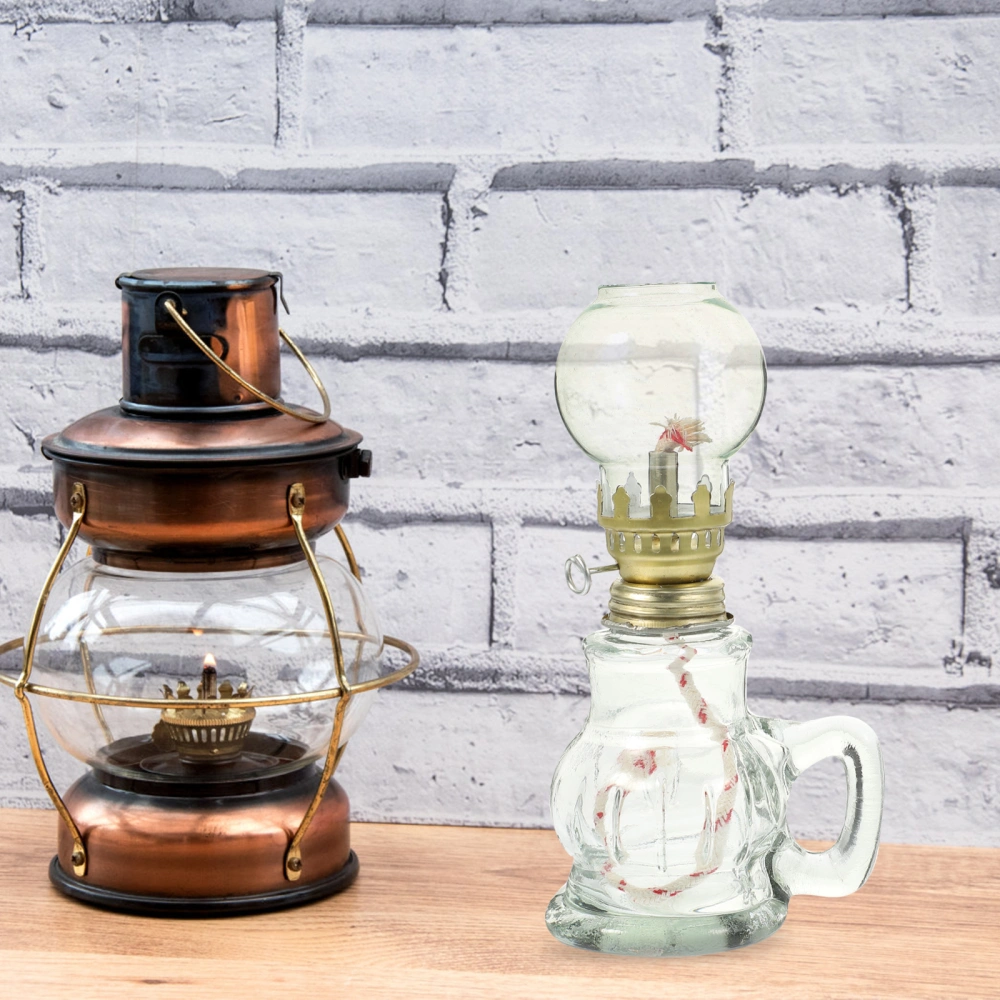 Retro Kerosene Glass Kerosene Lamp Vintage Oil Lantern Desktop Lighting Decoration