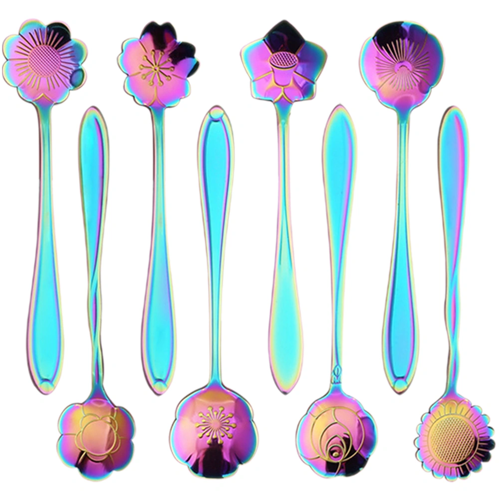 8pcs Wine Stirrer Plated Flower Shape Stainless Stirring Bar Mixing Spoon