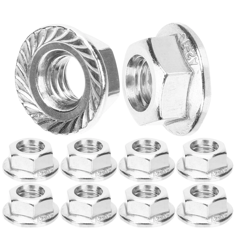 10pcs Flange Nut Stainless Steel Flange Lock Nut M8 Nut Flange Nut Insert