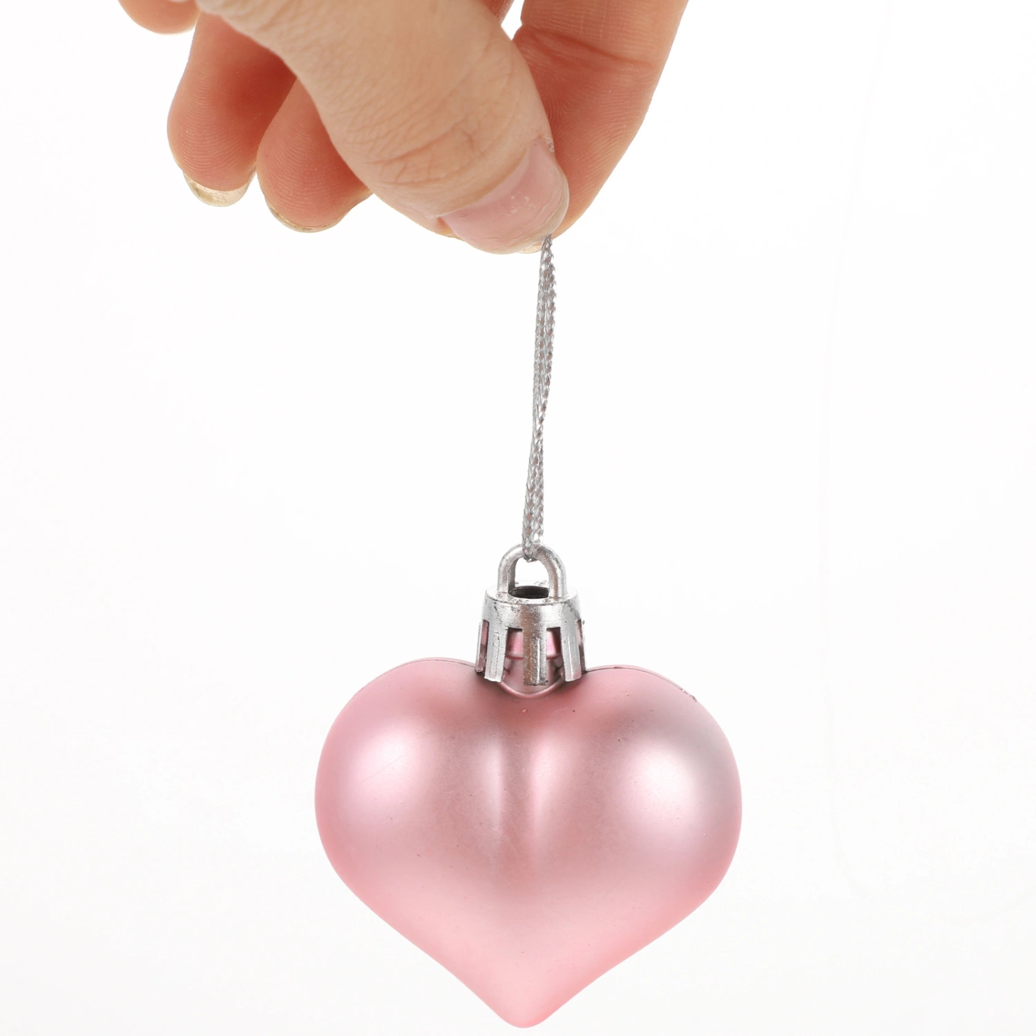 12pcs  Valentine's Day Heart Shaped Ornaments Plastic Heart Shaped Baubles Decorations