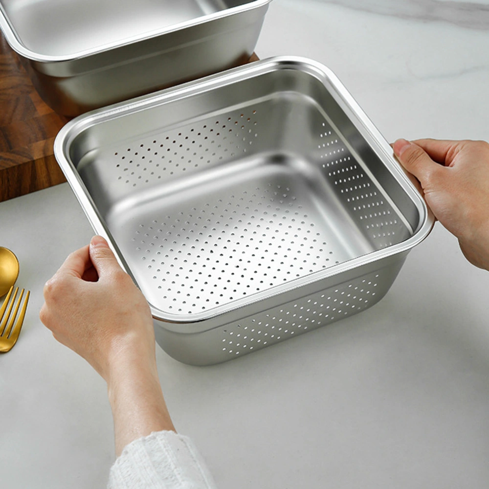 Stainless Steel Mesh Strainer Rice Washing Colander Vegetable Washing Basket Metal Drain Basket