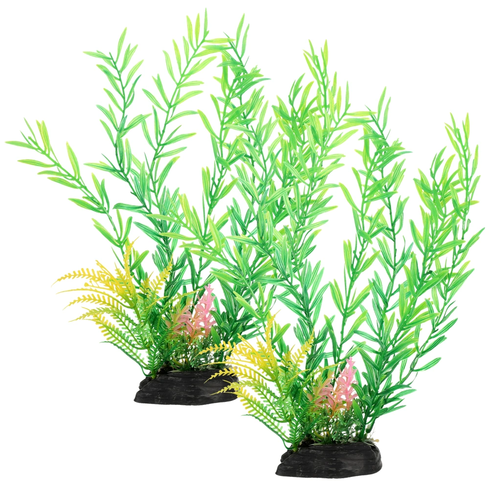 2Pcs Decorative Faux Plant Wear Resistant Aquarium Plant Replaceable Aquarium Decor