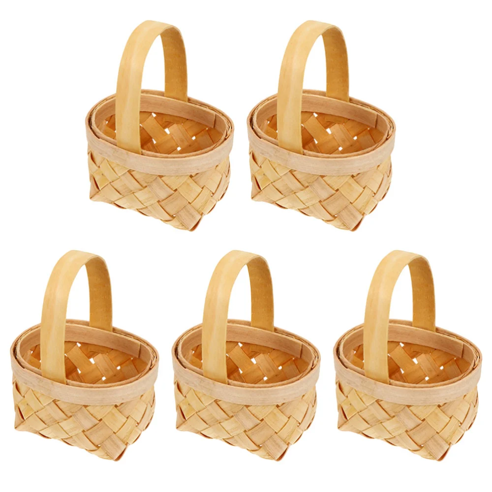 5Pcs Miniature Woven Basket Candy Packaging Baskets for Farmhouse Rustic Wedding Party