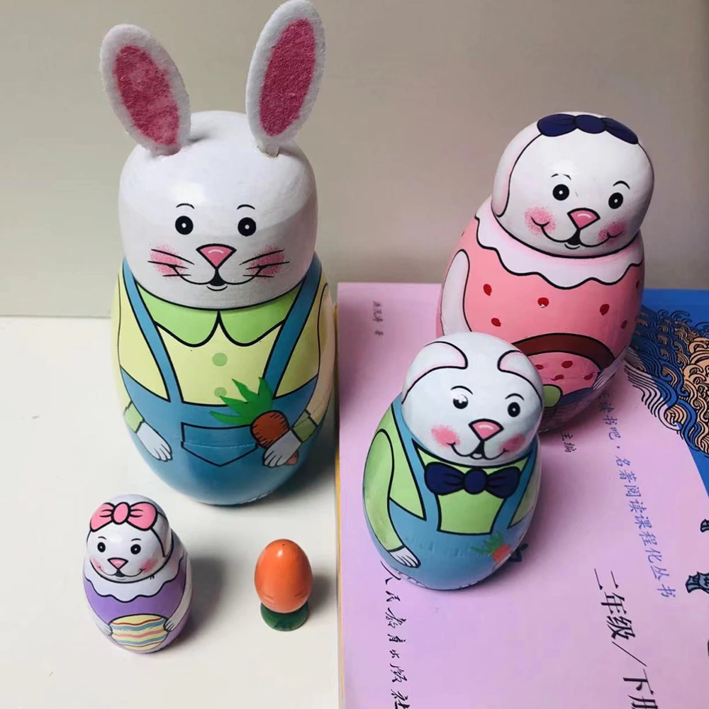 1 Set of Rabbit Nesting Dolls Cartoon Russian Nesting Dolls Rabbit Stacking Dolls Easter Gifts