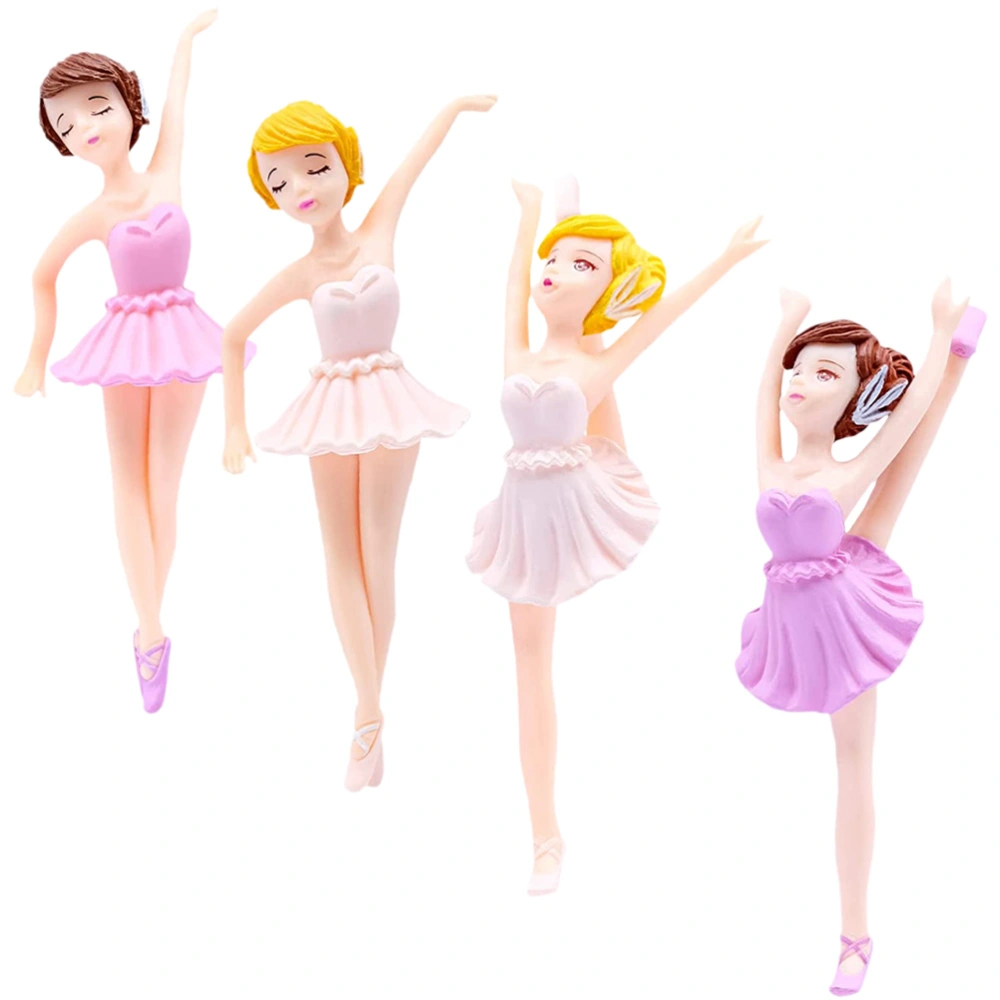 4pcs Birthday Cake Ornaments Adorable Ballerina Crafts Birthday Cake Decor