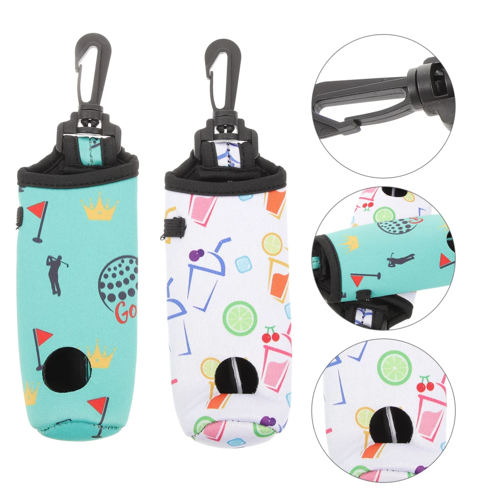 2Pcs Golfs Ball Bag Golfs Tee Bag Neoprene Bag Golfs Ball Holder Decorative Golfs Ball Waist Bag