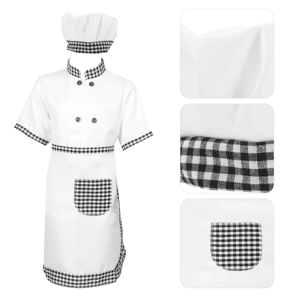 1 Set  Boy Baking Apron Chef Costume Apron Career Role Play Hat Cooking Plaything