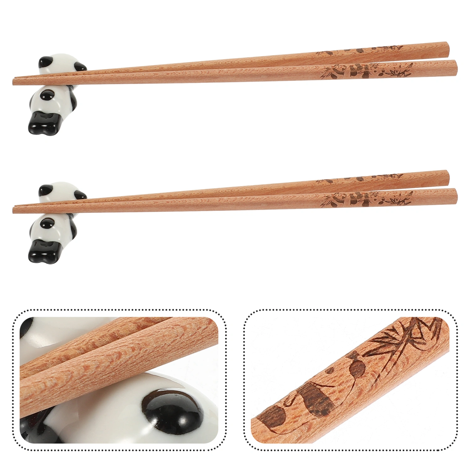 1 Set of Decorative Wooden Chopsticks with Chopsticks Rest Nonskid Chopsticks Reusable Chopsticks