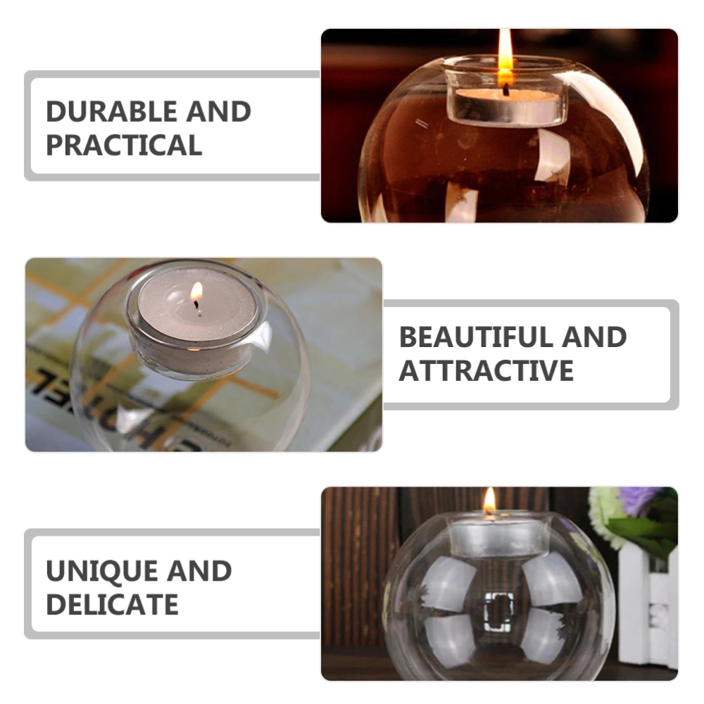 2pcs Glass Candle Holder Tea Light Candle Holder Decorative Tabletop Candle Holder