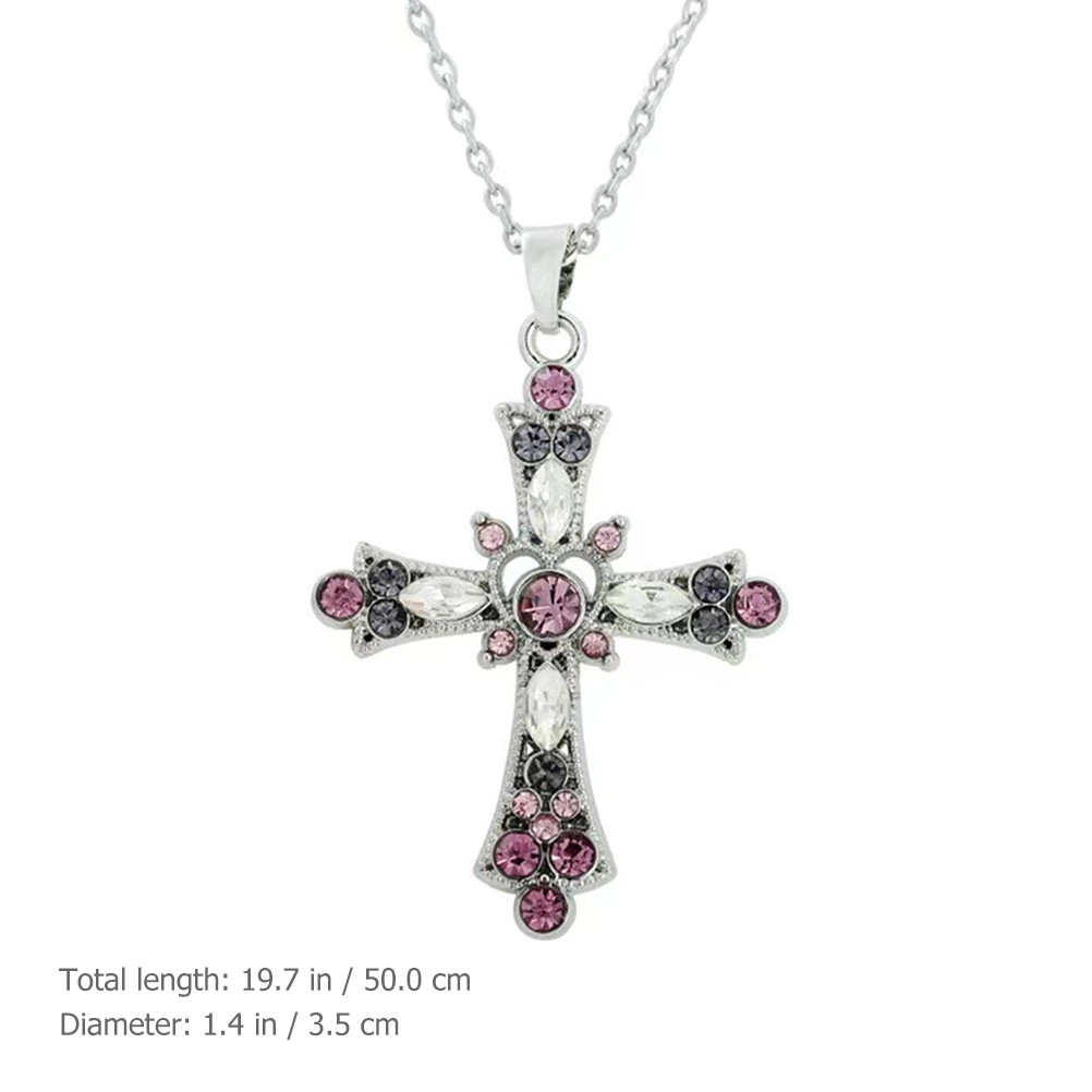 Rhinestone Cross Necklace Cross Pendant Clavicle Necklace Women Bohemian Jewelry