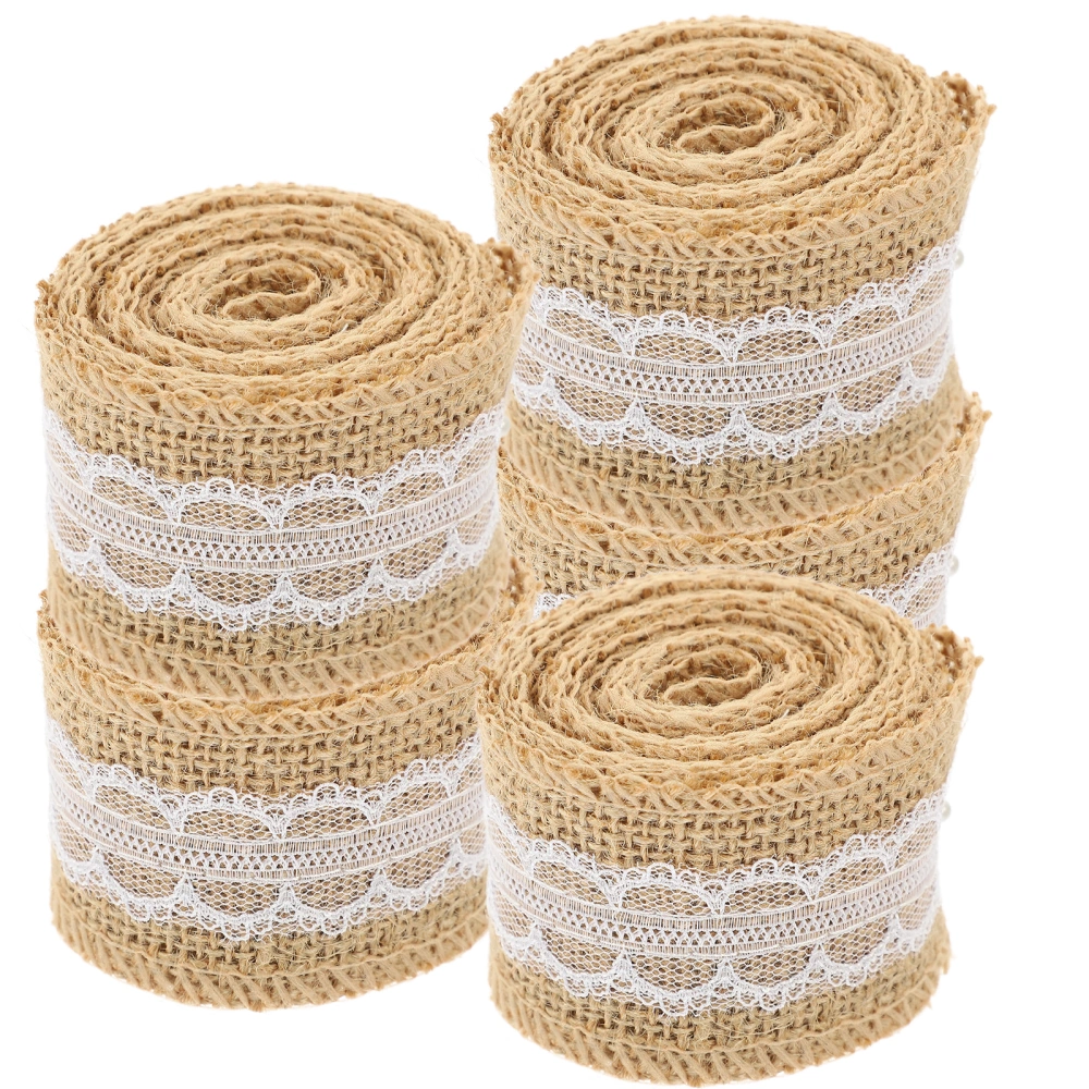 5 Rolls Weaving Ribbon Jute Lace Ribbon for DIY Crafts Party Decoration