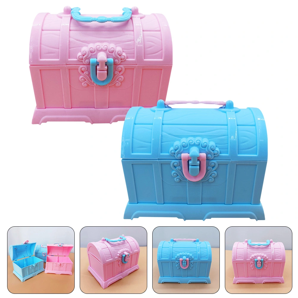 2pcs Treasure Chest Box Kid Toy Storage Box Cute Desktop Organizer Box for Kids
