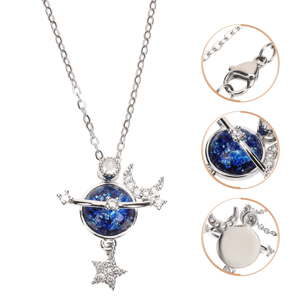 Moon Star Planet Necklace Star Moon Surround Planet Pendant Necklace for Women