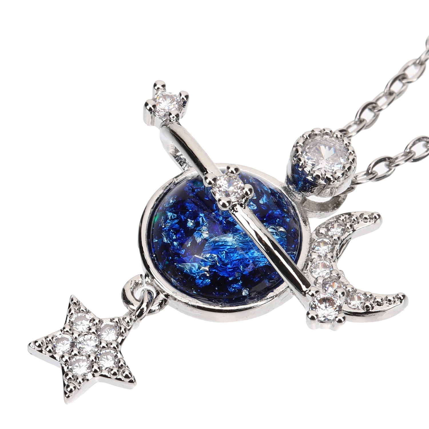 Moon Star Planet Necklace Star Moon Surround Planet Pendant Necklace for Women