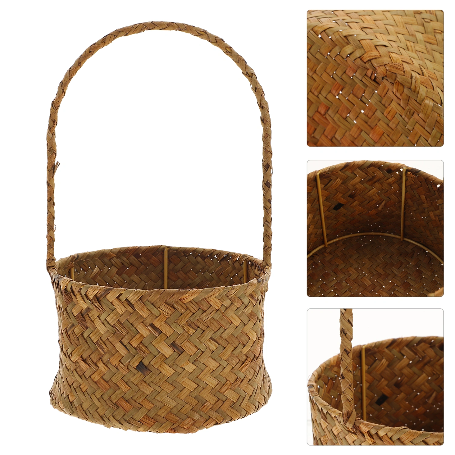  Woven Flower Basket Flower Arrangement Basket Wedding Flower Girl Basket with Handle