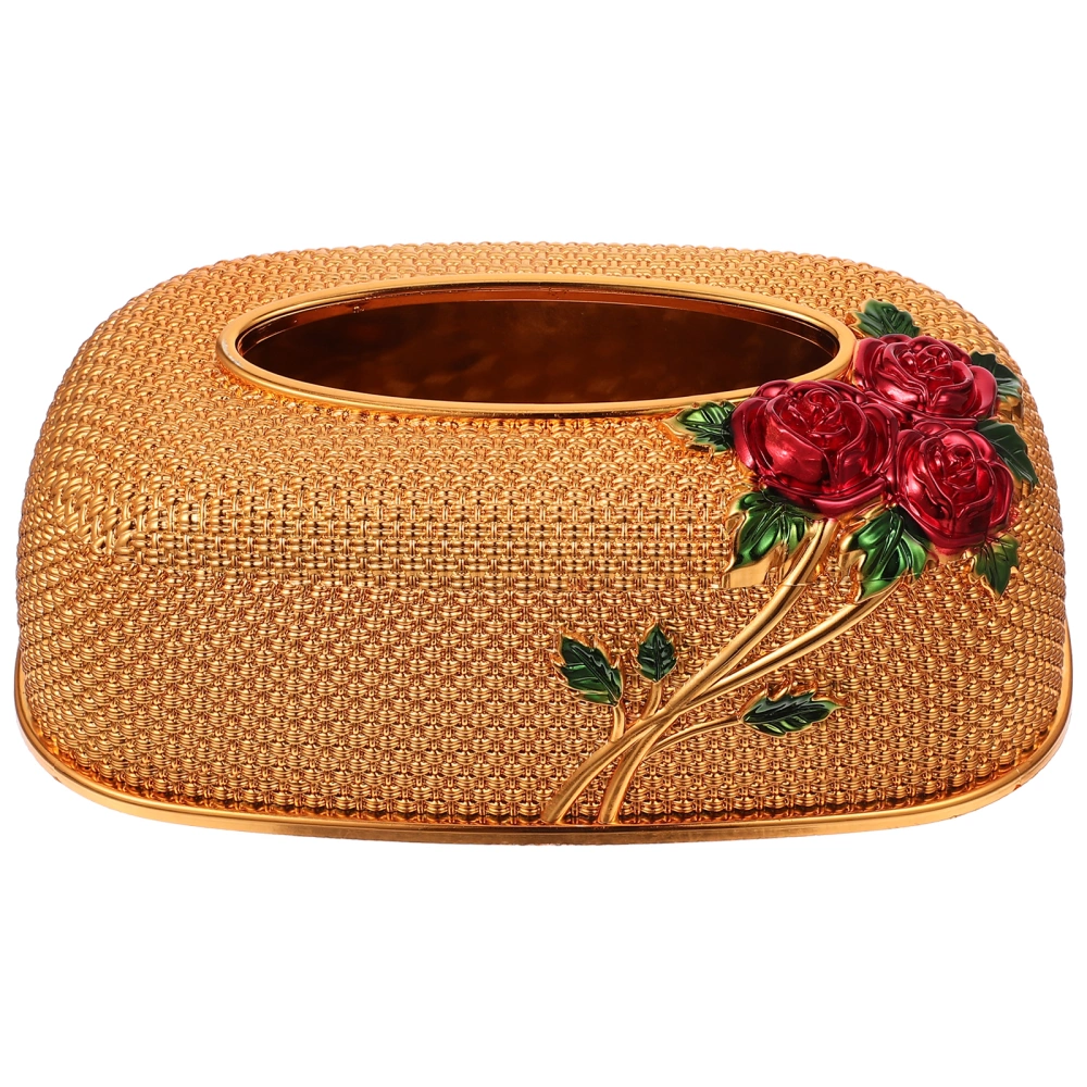 Household Rose Pattern Tissue Storage Box Napkin Storage Holder Napkin Storage Case