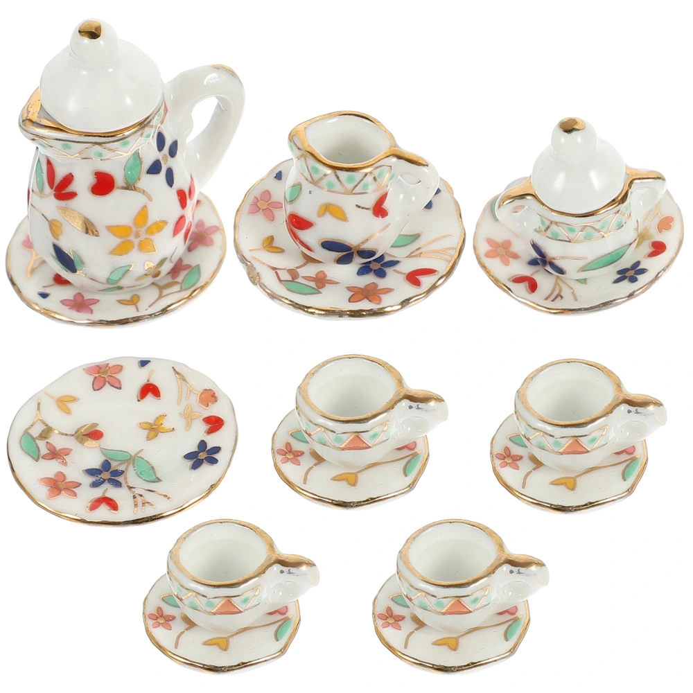 1 Set Miniature Tea Set Mini Ceramic Tableware Models Dollhouse Accessories