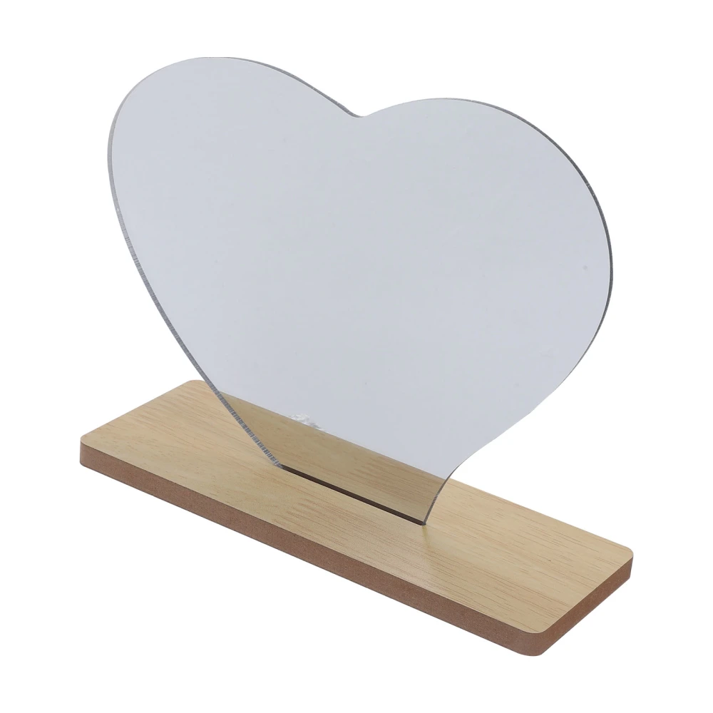 Wooden Base Desktop Vanity Makeup Mirror Acrylic Household Heart Makeup Mirror