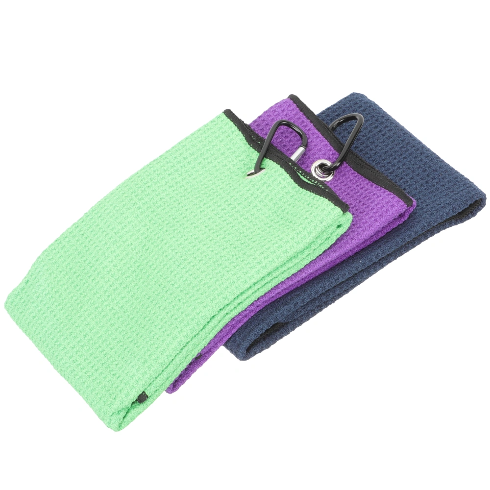 3Pcs Microfiber Golf Towel Clubs Wipe Towel Microfiber Towel with Clip Men Women Golf Gifts