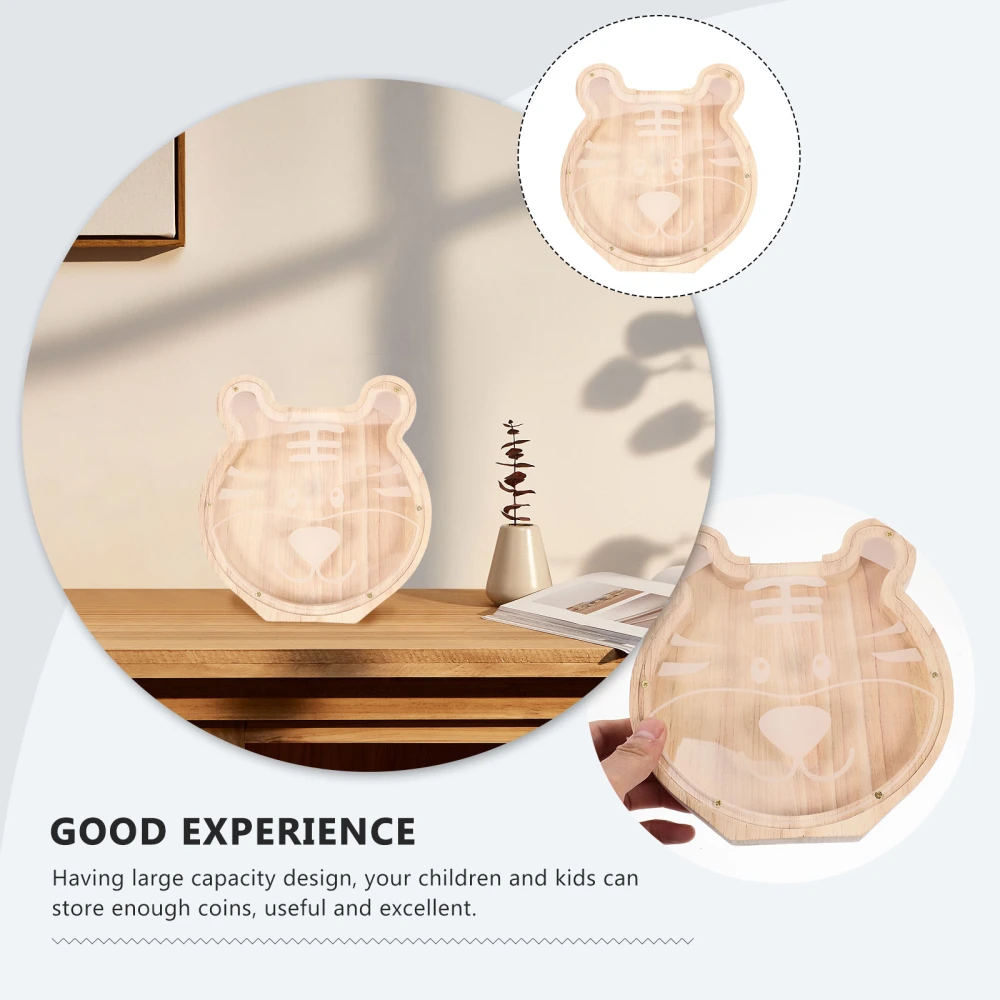 Wooden Animal Shape Coin Bank Piggy Bank Coin Storage Container Desktop Ornament