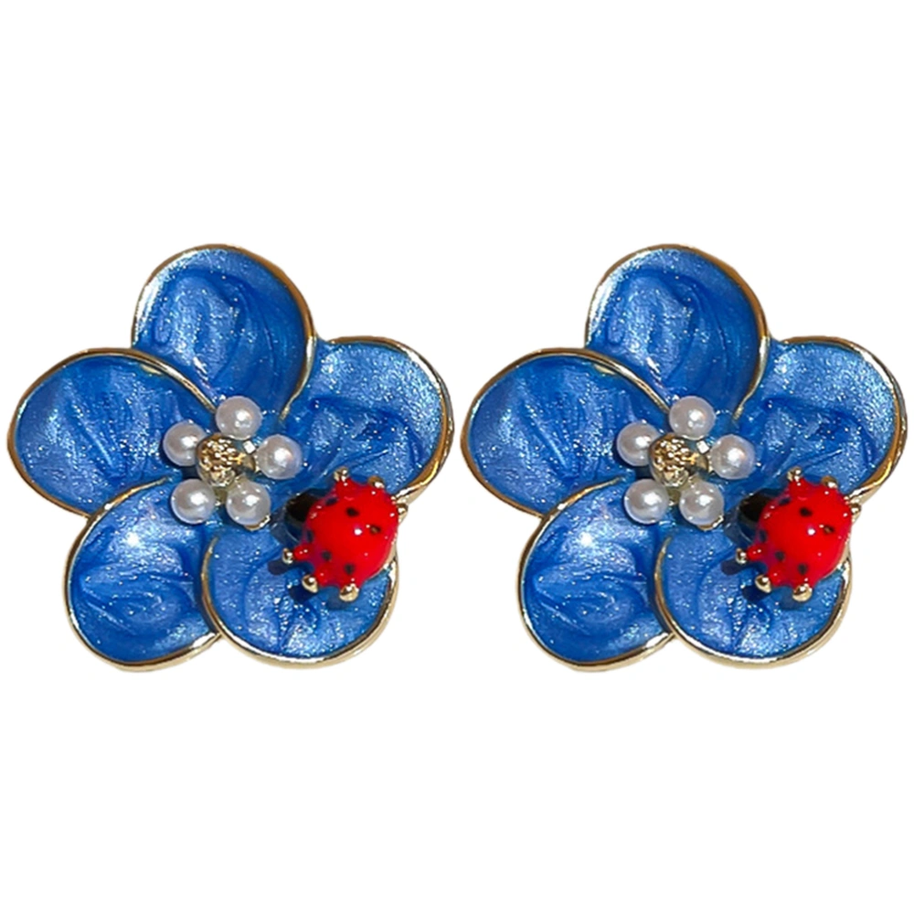 1 Pair Ear Studs Flower Earrings Women Ear Jewelries Ladybug Earrings Small Ear Studs